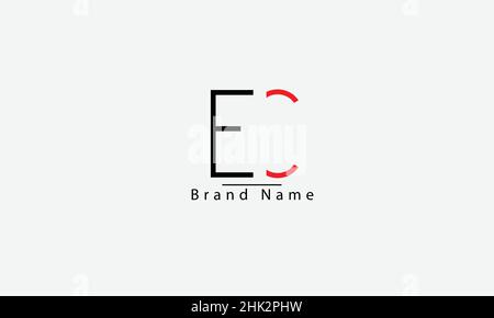 Modello di logo vettoriale astratto EC CE e C. Illustrazione Vettoriale