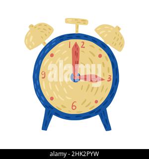 Sveglia isolata su sfondo bianco. Disegno astratto orologio forma rotonda per qualsiasi scopo. Illustrazione vettoriale del disegno. Illustrazione Vettoriale