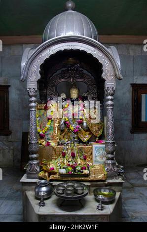 Idol di Lord Balaji nel tempio Balaji situato a Dabhoi, Gujarat, India Foto Stock