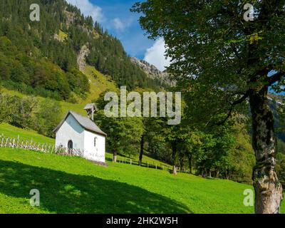 Lo storico insediamento alpino Gerstruben nell'Allgau vicino a Oberstdorf. Germania, Baviera Foto Stock