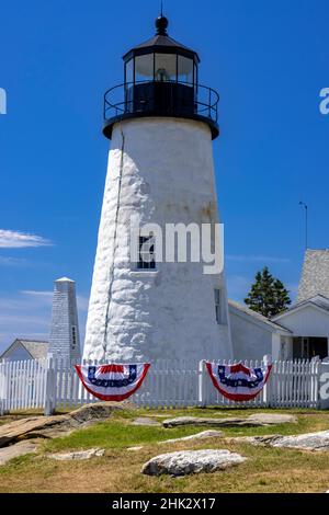 Pemaquid Point Lighthouse vicino a Bristol, Maine, Stati Uniti d'America Foto Stock