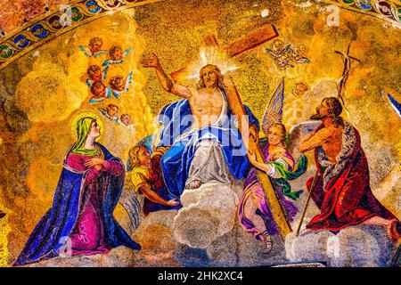 Gesù Cristo Resurrezione Mosaico, Cattedrale di San Marco, Venezia, Italia Foto Stock