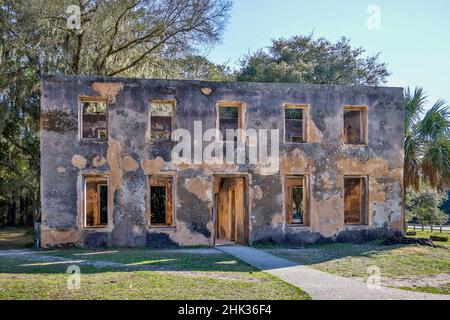 USA, Georgia, Jekyll Island, rovine di Horton House, uno dei più antichi edifici Tabby in Georgia Foto Stock