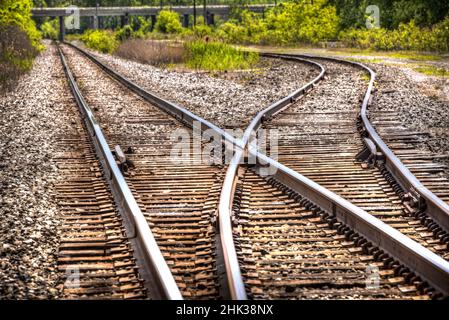 Railroad Switch per i clienti locali fuori dalla linea principale Foto Stock