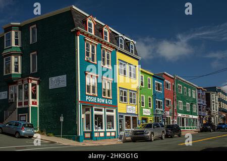 Canada, Terranova, case in Jelly Bean Square, St. John's. Foto Stock