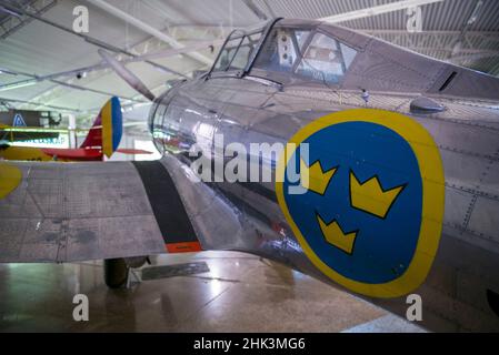 Svezia, Linkoping, Flygvapen Museum, Swedish Air Force Museum, WW2-era, American Seversky-Republic J9-EP-1-106 fighter Foto Stock
