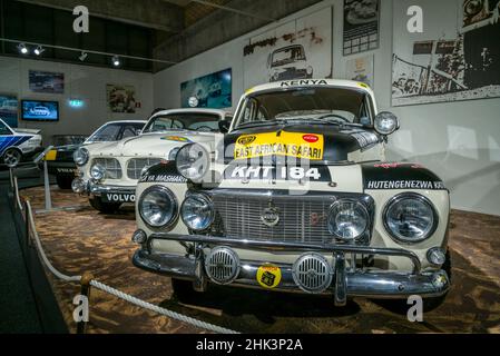 Svezia, Vastragotland e Bohuslan, Gothenburg, il Volvo Museum, le auto da corsa Volvo Foto Stock