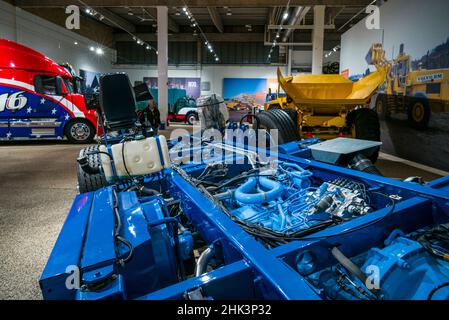 Svezia, Vastragotland e Bohuslan, Gothenburg, il Museo Volvo, telaio Volvo Truck Foto Stock