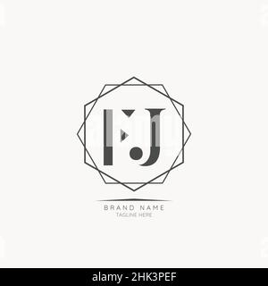 Modern Luxury FJ Letter Business Logo Design Alphabet icona Vector Symbol. Modello creativo con logo a lettere minimale. Illustrazione Vettoriale