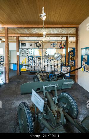 Svezia, Varmland, Karlskoga, Bofors Gun Works, di proprietà di Alfred Nobel, armi di artiglieria realizzate da Bofors Foto Stock