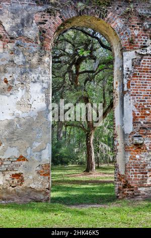 Stati Uniti, South Carolina, Yemassee, vecchio Sheldon rovine della chiesa Foto Stock