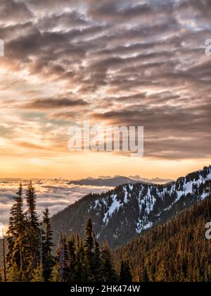 USA, Washington, Olympic National Park, vista a nord-est dalla strada per Hurricane Ridge Foto Stock