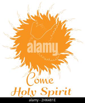 Domenica di Pentecoste, come Spirito Santo, tipografia per la stampa o l'uso come poster, scheda, volantino o T-shirt Illustrazione Vettoriale