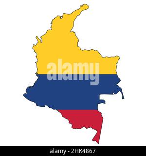 Mappa Colombia con bandiera - contorno di uno stato con bandiera nazionale Illustrazione Vettoriale