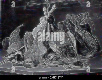 Ispirato a Still Life of Game, Andrea Cherubini, italiano, attivo 19th secolo, olio su tela, Italia, 1864, 29 9/16 x 39 1/16 pollici, 75,1 x 99,2 cm, cucina, morto, pranzo, mangiare, cibo, cibo e bevande, lepri, pasto, morte naturale, Conigli, canti uccelli, still life, capriate, reinventato da Artotop. L'arte classica reinventata con un tocco moderno. Design di calda e allegra luminosità e di raggi di luce. La fotografia si ispira al surrealismo e al futurismo, abbracciando l'energia dinamica della tecnologia moderna, del movimento, della velocità e rivoluzionando la cultura Foto Stock