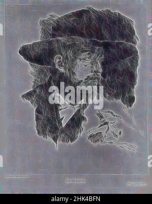 Ispirato da un Fumeur, Wilhelm Leibl, tedesco, 1844-1900, incisione su carta stampata, 8 15/16 x 7 3/8 pollici, 22,7 x 18,7 cm, reinventato da Artotop. L'arte classica reinventata con un tocco moderno. Design di calda e allegra luminosità e di raggi di luce. La fotografia si ispira al surrealismo e al futurismo, abbracciando l'energia dinamica della tecnologia moderna, del movimento, della velocità e rivoluzionando la cultura Foto Stock