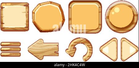 Set di diverse illustrazioni in legno Illustrazione Vettoriale