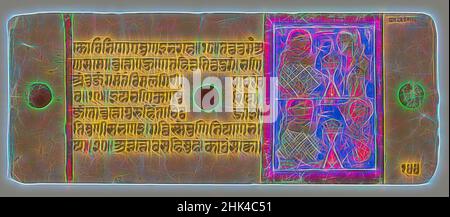 Ispirato da Kalaka con Shakra travestito e rivelato, foglia da un disperso manoscritto Jain del Kalakacharya-katha, indiano, acquerello opaco e oro su carta, Gujarat, India, ca. 15th secolo, foglio: 4 1/4 x 10 1/4 pollici, 10,8 x 26,0 cm, 15th secolo, script Devanagari, Oro, Gujarat, Guru Indra, reinventato da Artotop. L'arte classica reinventata con un tocco moderno. Design di calda e allegra luminosità e di raggi di luce. La fotografia si ispira al surrealismo e al futurismo, abbracciando l'energia dinamica della tecnologia moderna, del movimento, della velocità e rivoluzionando la cultura Foto Stock
