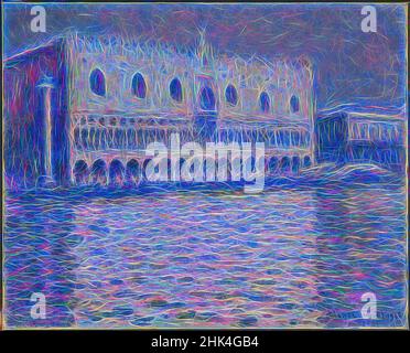 Ispirato al Palazzo Ducale, le Palais Ducal, Claude Monet, francese, 1840-1926, Olio su tela, Europa, 1908, 32 x 39 pollici, 81,3 x 99,1 cm, 20th, archi, architettura, blu, canal, dizzy, doge, en plein air, europeo, Arte francese, artista francese, pittura francese, verde, impasto, Impressionismo, reinventato da Artotop. L'arte classica reinventata con un tocco moderno. Design di calda e allegra luminosità e di raggi di luce. La fotografia si ispira al surrealismo e al futurismo, abbracciando l'energia dinamica della tecnologia moderna, del movimento, della velocità e rivoluzionando la cultura Foto Stock