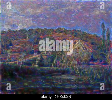 Ispirato da Una casa francese, Julian Alden Weir, americano, 1852-1919, olio su tela, 1878, telaio: 27 1/2 x 31 x 2 pollici, 69,9 x 78,7 x 5,1 cm, 1878, artista americano e francese Homestead, Petrolio americano, cielo blu, nuvole, cottage, paese, campagna, fattoria, casa colonica, foresta, francia, Francese, reinventato da Artotop. L'arte classica reinventata con un tocco moderno. Design di calda e allegra luminosità e di raggi di luce. La fotografia si ispira al surrealismo e al futurismo, abbracciando l'energia dinamica della tecnologia moderna, del movimento, della velocità e rivoluzionando la cultura Foto Stock