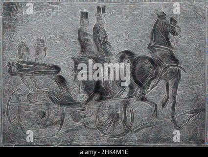 Ispirato da Calèche No. 1, Constantin Guys, Francese, 1805-1892, matita e carbone con inchiostro indiano su carta di vove, Francia, n.d., foglio: 6 11/16 x 9 7/16 in., 17 x 24 cm, 19th C, Francese, matita e carbone con inchiostro indiano, reinventato da Artotop. L'arte classica reinventata con un tocco moderno. Design di calda e allegra luminosità e di raggi di luce. La fotografia si ispira al surrealismo e al futurismo, abbracciando l'energia dinamica della tecnologia moderna, del movimento, della velocità e rivoluzionando la cultura Foto Stock