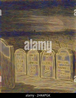 Ispirato da Piazza Napoléon, le Charivari, Actualités, News del giorno, Plate 244, Honoré Daumier, francese, 1808-1879, Litografia su carta di vove, Francia, 28 novembre 1870, immagine: 8 9/16 x 7 pollici, 21,7 x 17,8 cm, reinventata da Artotop. L'arte classica reinventata con un tocco moderno. Design di calda e allegra luminosità e di raggi di luce. La fotografia si ispira al surrealismo e al futurismo, abbracciando l'energia dinamica della tecnologia moderna, del movimento, della velocità e rivoluzionando la cultura Foto Stock