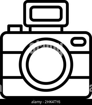 Icona della fotocamera su sfondo bianco, illustrazione vettoriale Illustrazione Vettoriale