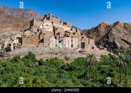 Zee al-Ayn (Thee Ain) storico villaggio di montagna, Regno dell'Arabia Saudita, Medio Oriente Foto Stock