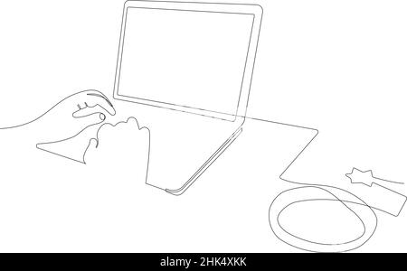 Disegno continuo di un'area di lavoro Illustrazione Vettoriale