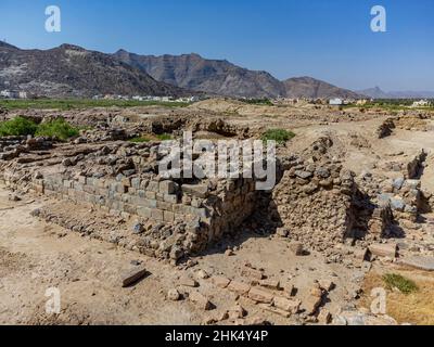 Antenna del sito archeologico di al Ukhdud, Najran, Regno dell'Arabia Saudita, Medio Oriente Foto Stock