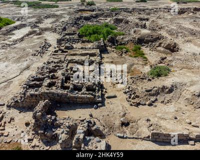 Antenna del sito archeologico di al Ukhdud, Najran, Regno dell'Arabia Saudita, Medio Oriente Foto Stock