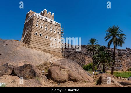 Vecchia casa fortificata fatta di fango, Najran, Regno dell'Arabia Saudita, Medio Oriente Foto Stock