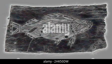 Ispirato da Bark Pittura di Barramundi Pesce, Aborigeno Australiano, Bark, ocra, Arnhem Land, Northern Territory, Australia, 20th secolo, 18 x 36,5 x 2 pollici, 45,7 x 92,7 x 5,1 cm, reinventato da Artotop. L'arte classica reinventata con un tocco moderno. Design di calda e allegra luminosità e di raggi di luce. La fotografia si ispira al surrealismo e al futurismo, abbracciando l'energia dinamica della tecnologia moderna, del movimento, della velocità e rivoluzionando la cultura Foto Stock