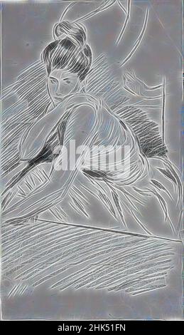 Ispirato da Donna seduta, Paul-César Helleu, francese, 1859-1927, Rosso, Disegno in gesso bianco e nero, 17 x 9 7/8 pollici, 43,2 x 25,1 cm, Magdalena, reinventato da Artotop. L'arte classica reinventata con un tocco moderno. Design di calda e allegra luminosità e di raggi di luce. La fotografia si ispira al surrealismo e al futurismo, abbracciando l'energia dinamica della tecnologia moderna, del movimento, della velocità e rivoluzionando la cultura Foto Stock