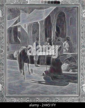 Ispirato da negozio nativo a Bombay, India, Gwalior, Edwin Lord Weeks, americano, 1849-1903, olio su tela, n.d., 39 1/8 x 31 5/8 poll., 99,4 x 80,3 cm, reinventato da Artotop. L'arte classica reinventata con un tocco moderno. Design di calda e allegra luminosità e di raggi di luce. La fotografia si ispira al surrealismo e al futurismo, abbracciando l'energia dinamica della tecnologia moderna, del movimento, della velocità e rivoluzionando la cultura Foto Stock