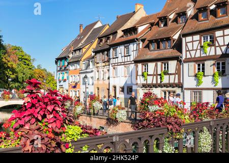 Petite Venise District, Colmar, Alsazia, Alto Reno, Francia, Europa Foto Stock