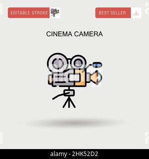Icona vettoriale semplice per la telecamera cinematografica. Illustrazione Vettoriale