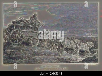 Ispirato al carro del carbone, Théodore Géricault, francese, 1791-1829, litografia su carta di vove, 1821, 7 3/4 x 12 1/4 in., 19,7 x 31,1 cm, reinventato da Artotop. L'arte classica reinventata con un tocco moderno. Design di calda e allegra luminosità e di raggi di luce. La fotografia si ispira al surrealismo e al futurismo, abbracciando l'energia dinamica della tecnologia moderna, del movimento, della velocità e rivoluzionando la cultura Foto Stock