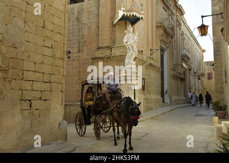 Città vecchia di Mdina, Rabat, Malta, Mediterraneo, Europa Foto Stock