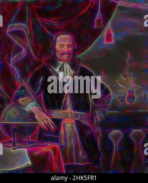 Ispirato da Ritratto di Michiel de Ruyter 1607-1676, Ferdinand Bol, 1667, reinventato da Artotop. L'arte classica reinventata con un tocco moderno. Design di calda e allegra luminosità e di raggi di luce. La fotografia si ispira al surrealismo e al futurismo, abbracciando l'energia dinamica della tecnologia moderna, del movimento, della velocità e rivoluzionando la cultura Foto Stock