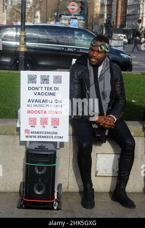 Londra, Regno Unito. 2nd Feb 2022. I manifestanti al di fuori delle Camere del Parlamento, come Boris Johnson partecipa alle interrogazioni del primo Ministro. Credit: JOHNNY ARMSTEAD/Alamy Live News Foto Stock