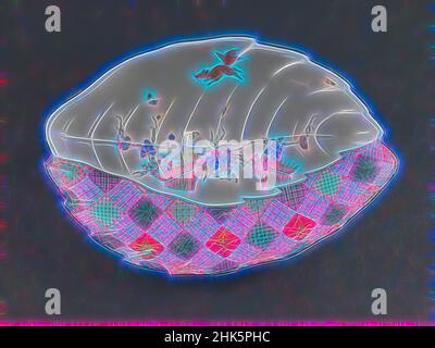 Ispirata a Leaf-Shaped Dish, Meissen Porcellane Factory, Germania, fondata nel 1710, 1730–35, Porcellana smaltata con smalto e doratura, fabbricata a Meissen, Germania, Europa, Ceramica, contenitori, 2 3/16 x 15 x 10 poll. (5,5 x 38,1 x 25,4 cm, reinventato da Artotop. L'arte classica reinventata con un tocco moderno. Design di calda e allegra luminosità e di raggi di luce. La fotografia si ispira al surrealismo e al futurismo, abbracciando l'energia dinamica della tecnologia moderna, del movimento, della velocità e rivoluzionando la cultura Foto Stock