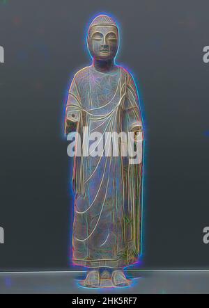 Ispirati dal Buddha di Sâkyamuni, dalla dinastia cinese, dal Qi settentrionale, dal 550 al 577, o dalla dinastia sui, 581–618, fine 6th secolo, marmo con tracce di pigmento, fabbricato nella provincia di Shanxi, Cina, Asia, scultura, pietra & minerale, altezza dalla parte inferiore dell'inserto del piedistallo alla parte superiore della testa: 74 poll. (188 cm, riimmaginato da Artotop. L'arte classica reinventata con un tocco moderno. Design di calda e allegra luminosità e di raggi di luce. La fotografia si ispira al surrealismo e al futurismo, abbracciando l'energia dinamica della tecnologia moderna, del movimento, della velocità e rivoluzionando la cultura Foto Stock