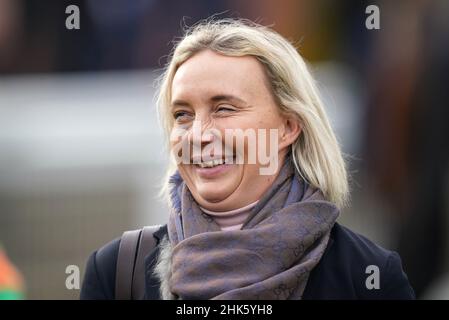 Allenatore Sophie Leech all'ippodromo di Leicester. Data foto: Mercoledì 2 febbraio 2022. Foto Stock