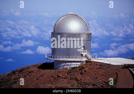 Osservatorio su Roque de los Muchachos, Isole Canarie, la Palma, Spagna, Europa Foto Stock