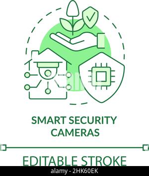 Icona verde delle telecamere di sicurezza intelligenti Illustrazione Vettoriale