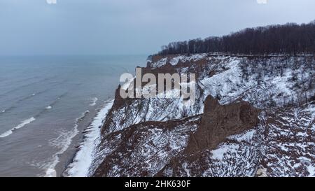 Viste ipnotiche sui Chimney Bluffs Foto Stock