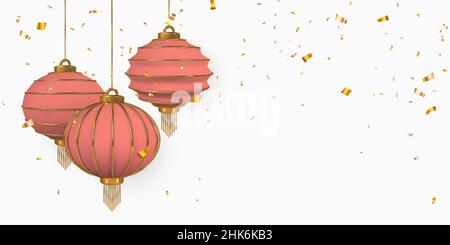 Felice anno nuovo cinese. I festival cinesi brillano lanterne. Elementi asiatici tradizionali. Illustrazione vettoriale. Illustrazione Vettoriale