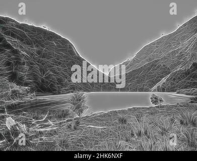 Ispirato da Rere Lake, Greenstone, studio Burton Brothers, studio fotografico, 1870s, Dunedin, Wet Collodion Process, reinventato da Artotop. L'arte classica reinventata con un tocco moderno. Design di calda e allegra luminosità e di raggi di luce. La fotografia si ispira al surrealismo e al futurismo, abbracciando l'energia dinamica della tecnologia moderna, del movimento, della velocità e rivoluzionando la cultura Foto Stock