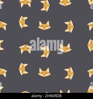 Motivo Fox senza cuciture in stile a mano libera. Testa animali su sfondo colorato. Illustrazione vettoriale per stampe tessili, tessuti, striscioni, sfondi e wa Illustrazione Vettoriale